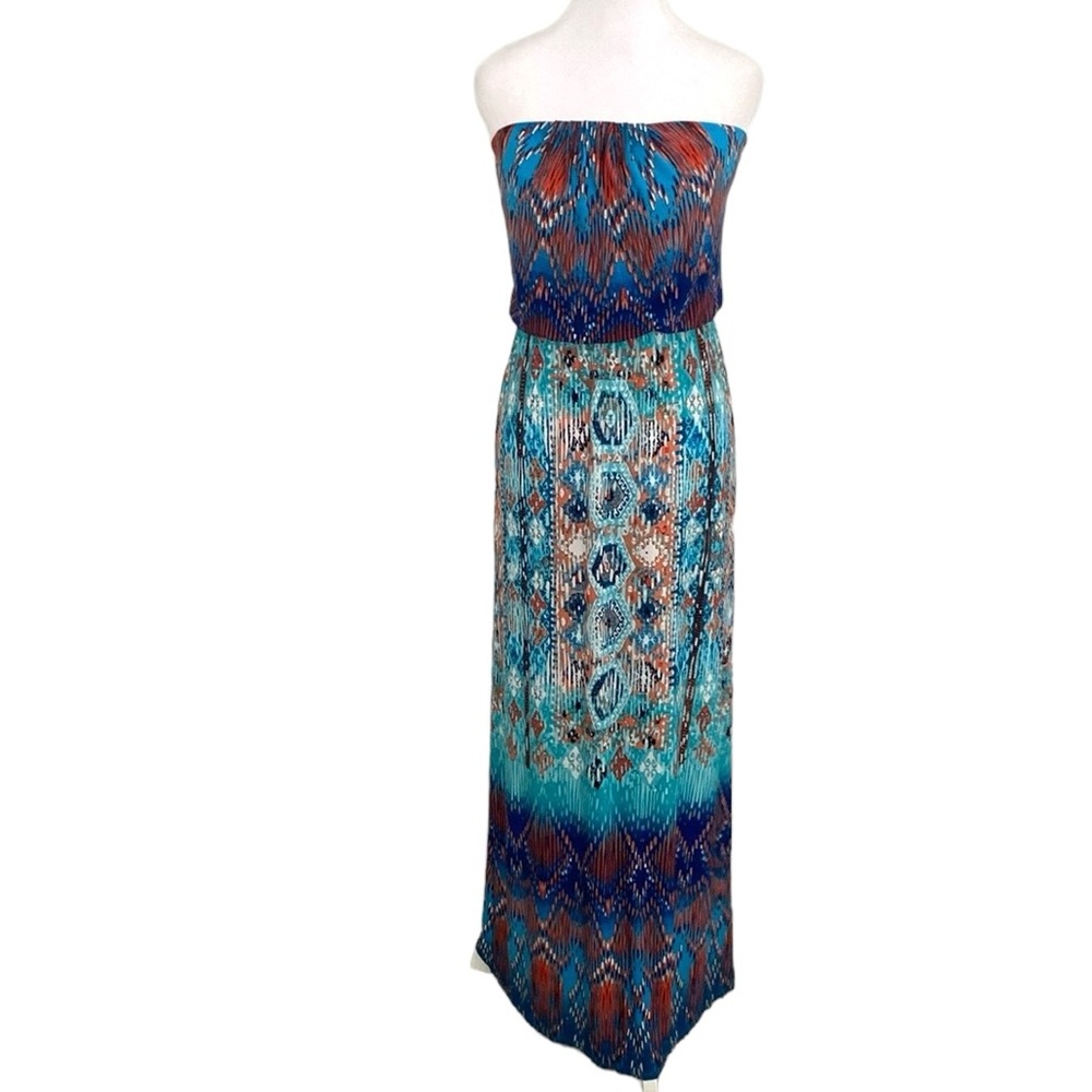 Bisou Bisou Abstract Long Tube Maxi Dress